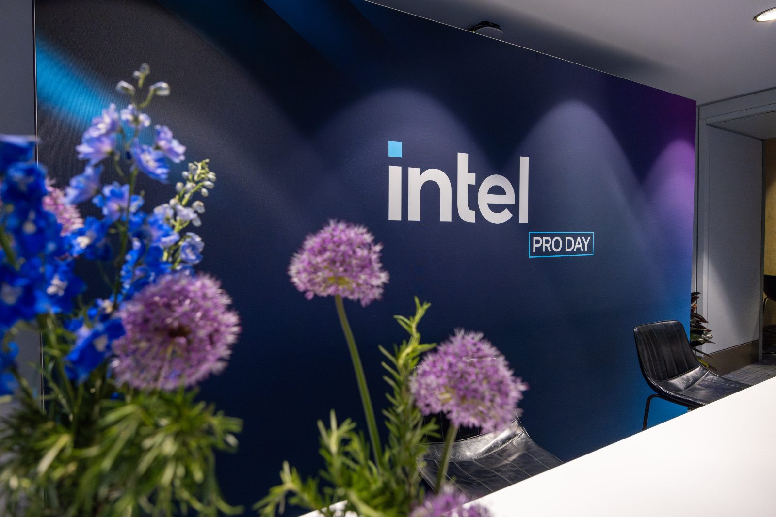 Journalists inside a fully propped Intel Pro Day environment at the Thompson Central Park NY